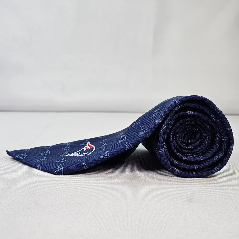 NFL New England Patriots Ralph Marlin Navy Blue Tonal Logo Silk Necktie USA Made